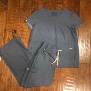 Figs Heather Denim Scrubs Set